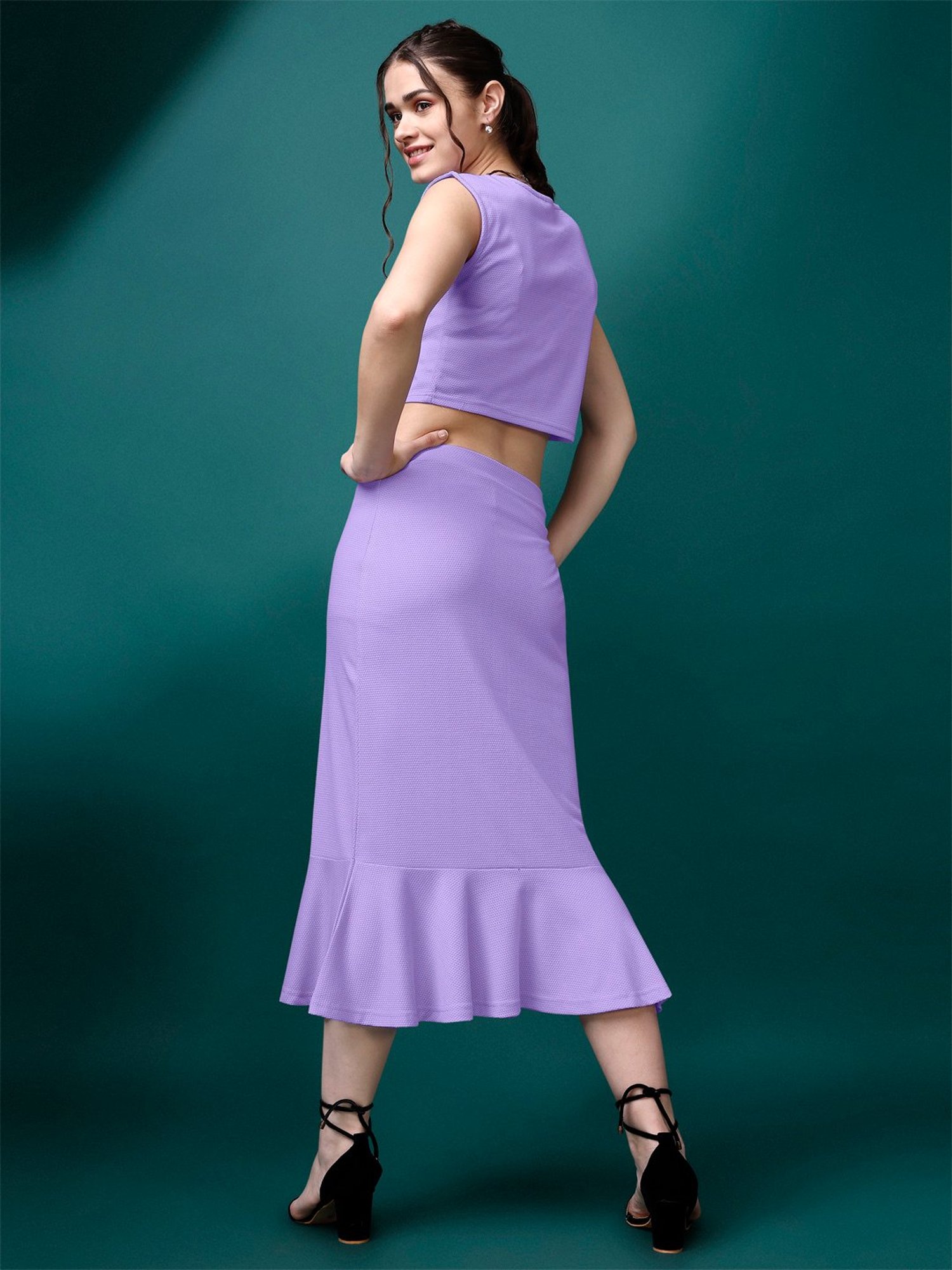 PURVAJA Lavender Midi Co-Ord Set
