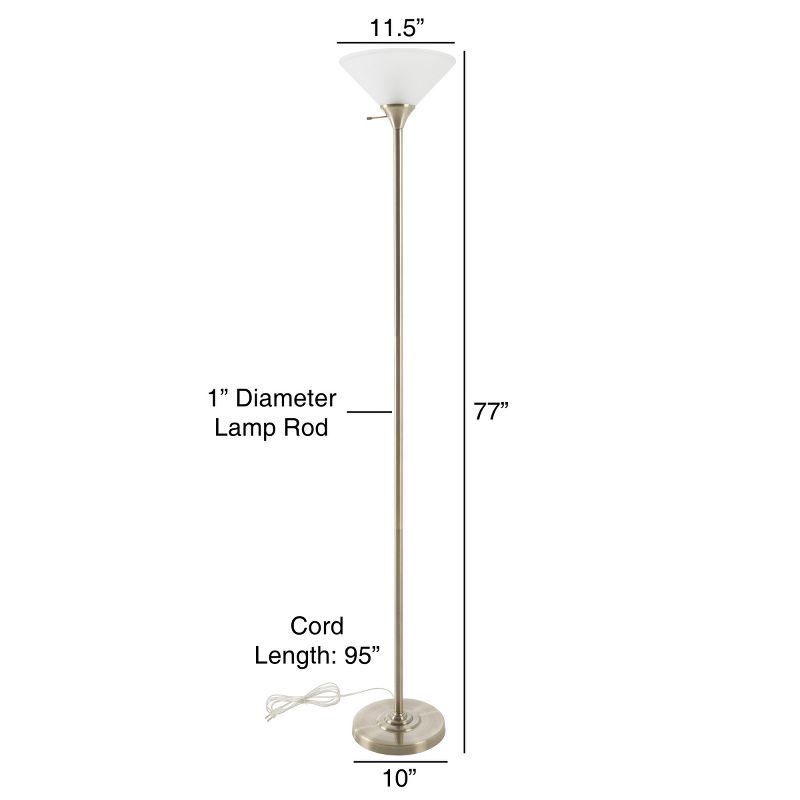 Torchiere Floor Lamp with Sturdy Metal Base and Frosted Glass Shade (Includes LED Light Bulb) Bronze - Lavish Home