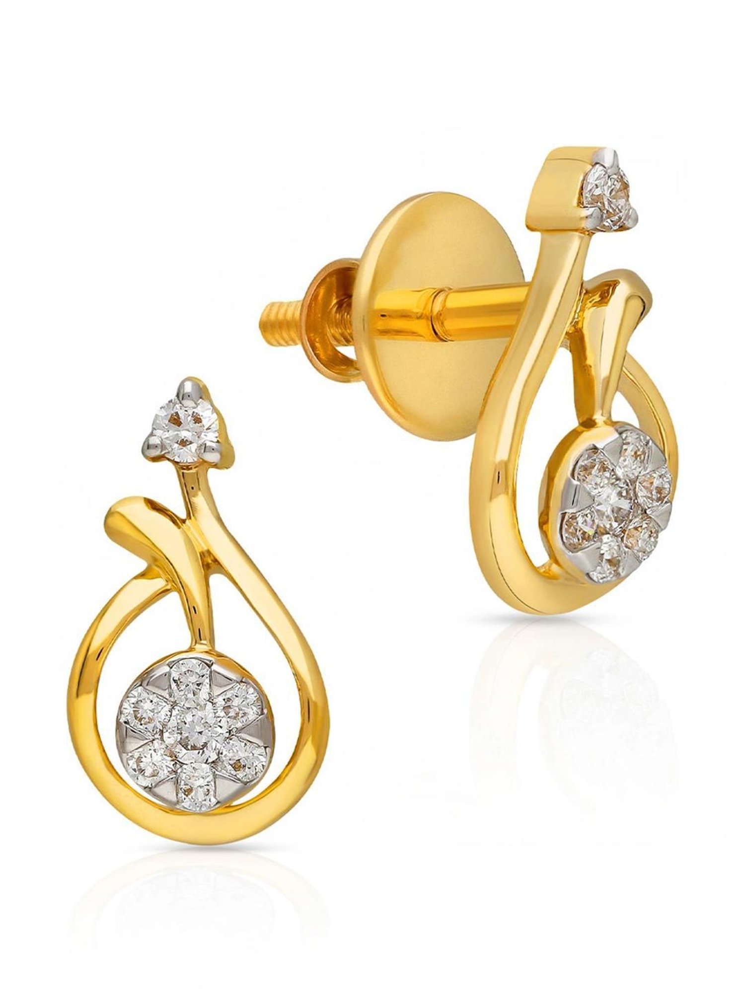 Malabar Gold and Diamonds 18k IGI Certified Diamond Yellow Gold Stud Earrings for Women