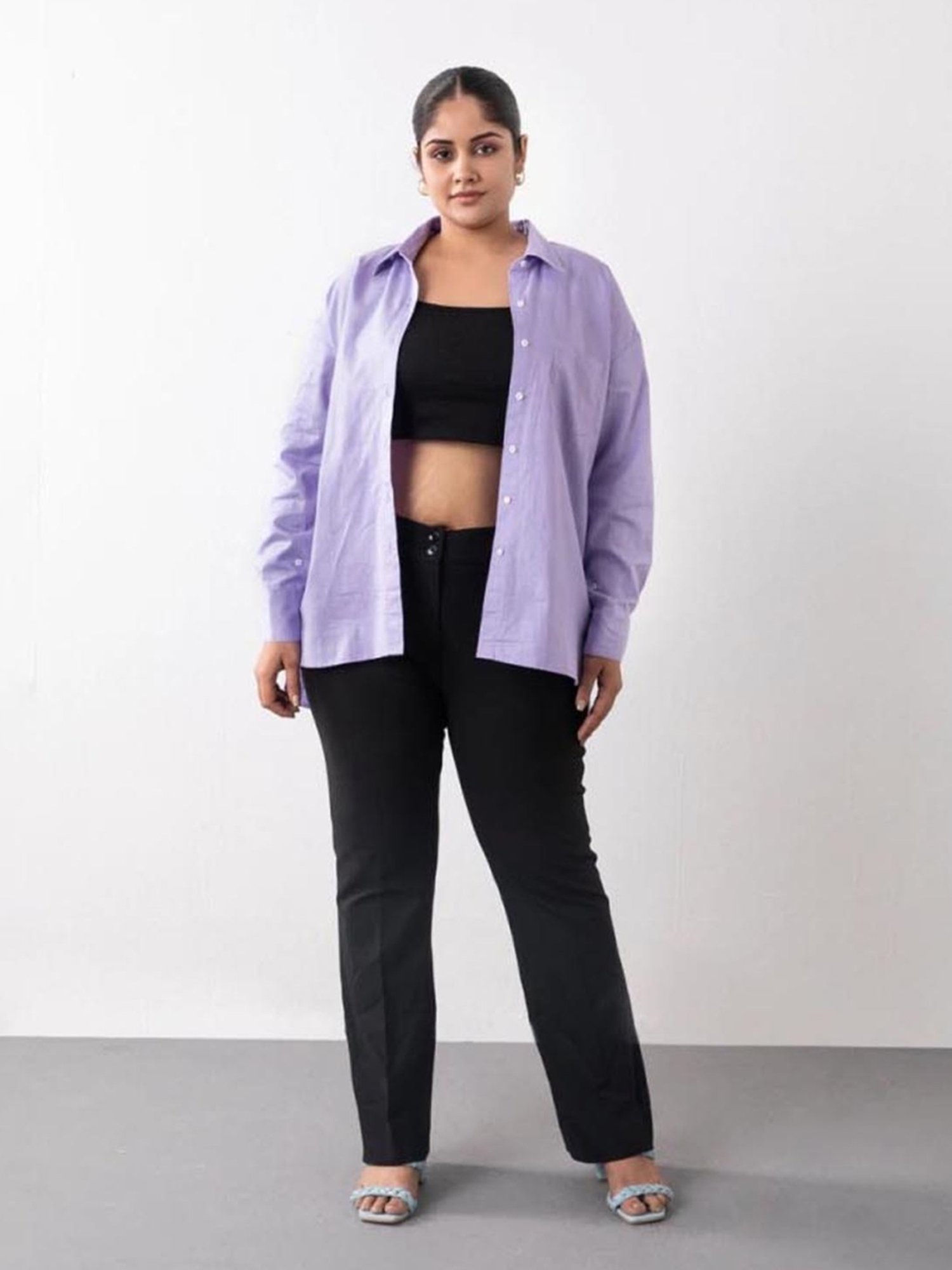Qua Very Peri Oversized Cotton Shirt