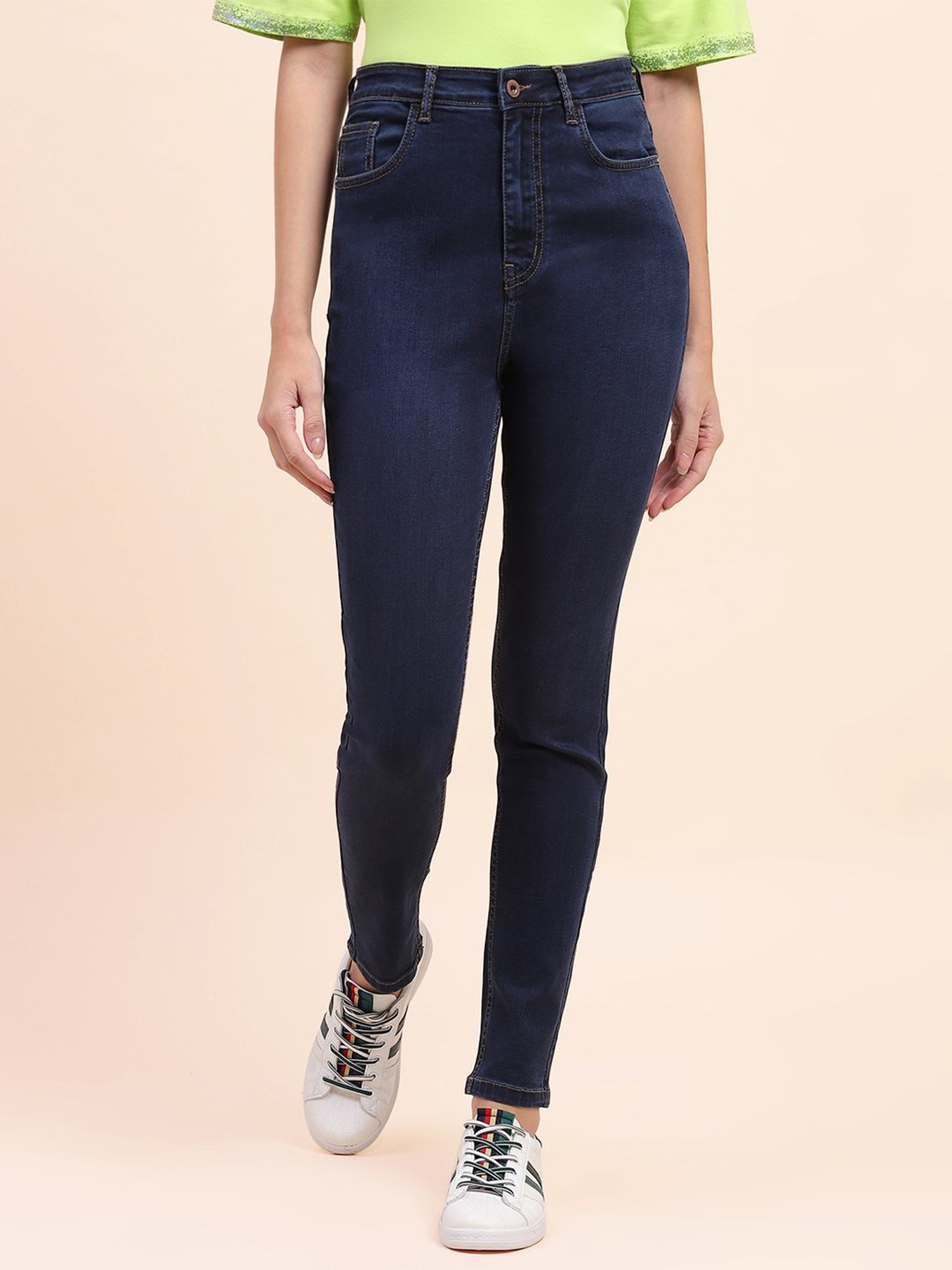 Camla Dark Blue Slim Fit Mid Rise Jeans
