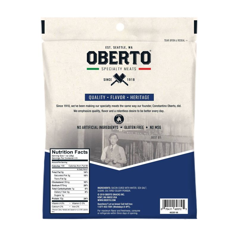 Oberto All Natural Bacon Jerky - 2.5oz