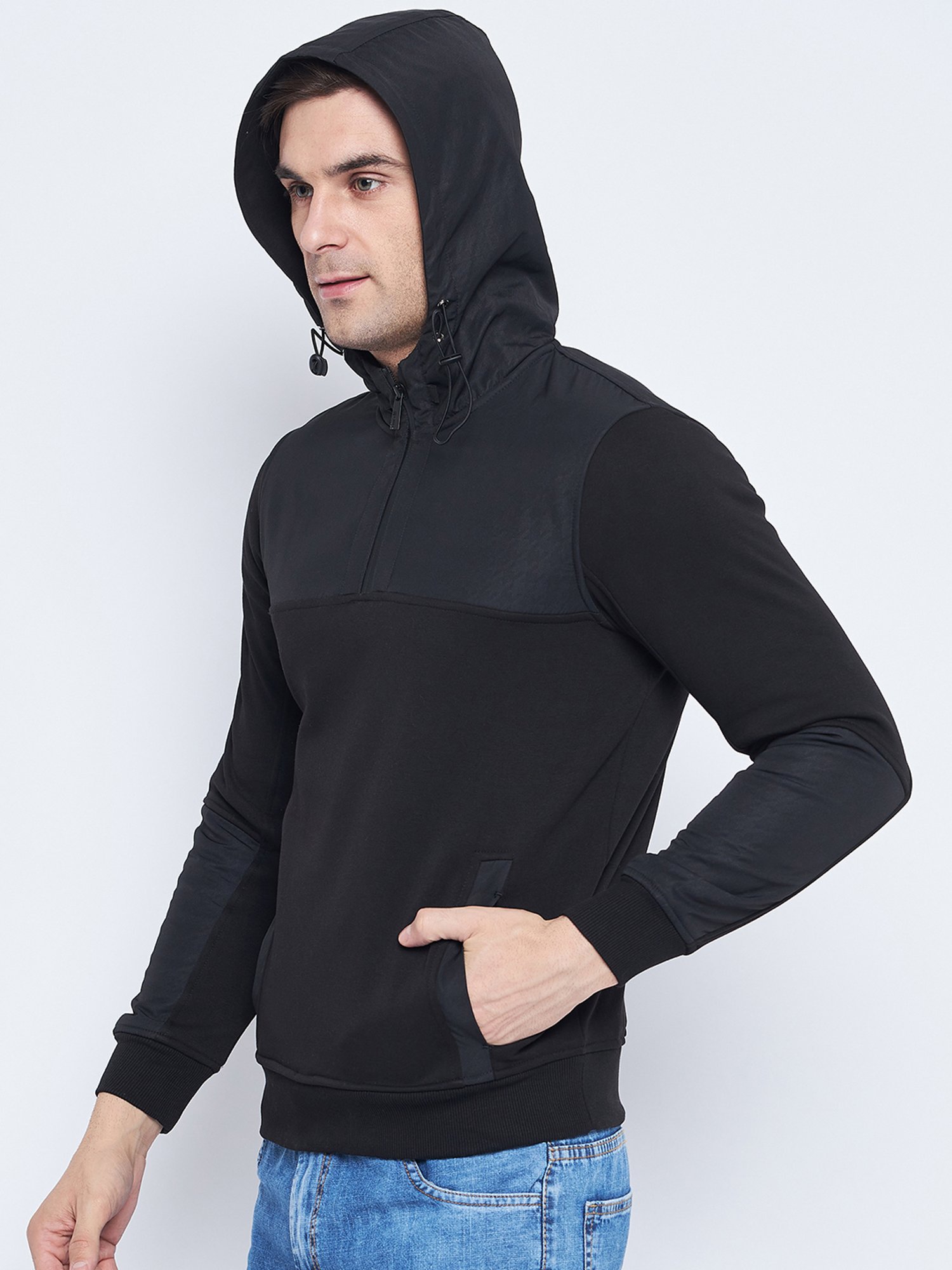 Camla Black Regular Fit Hooded Sweatshirt