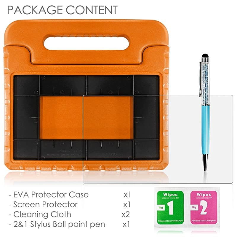 Case Screen Protector Stylus Compatible  Kindle 7  Convertible Handle Stand EVA Protective Case PET Plastic Cover and Touch Pen 7 inch Tablet 5th Generation 2015 ReleaseOrange