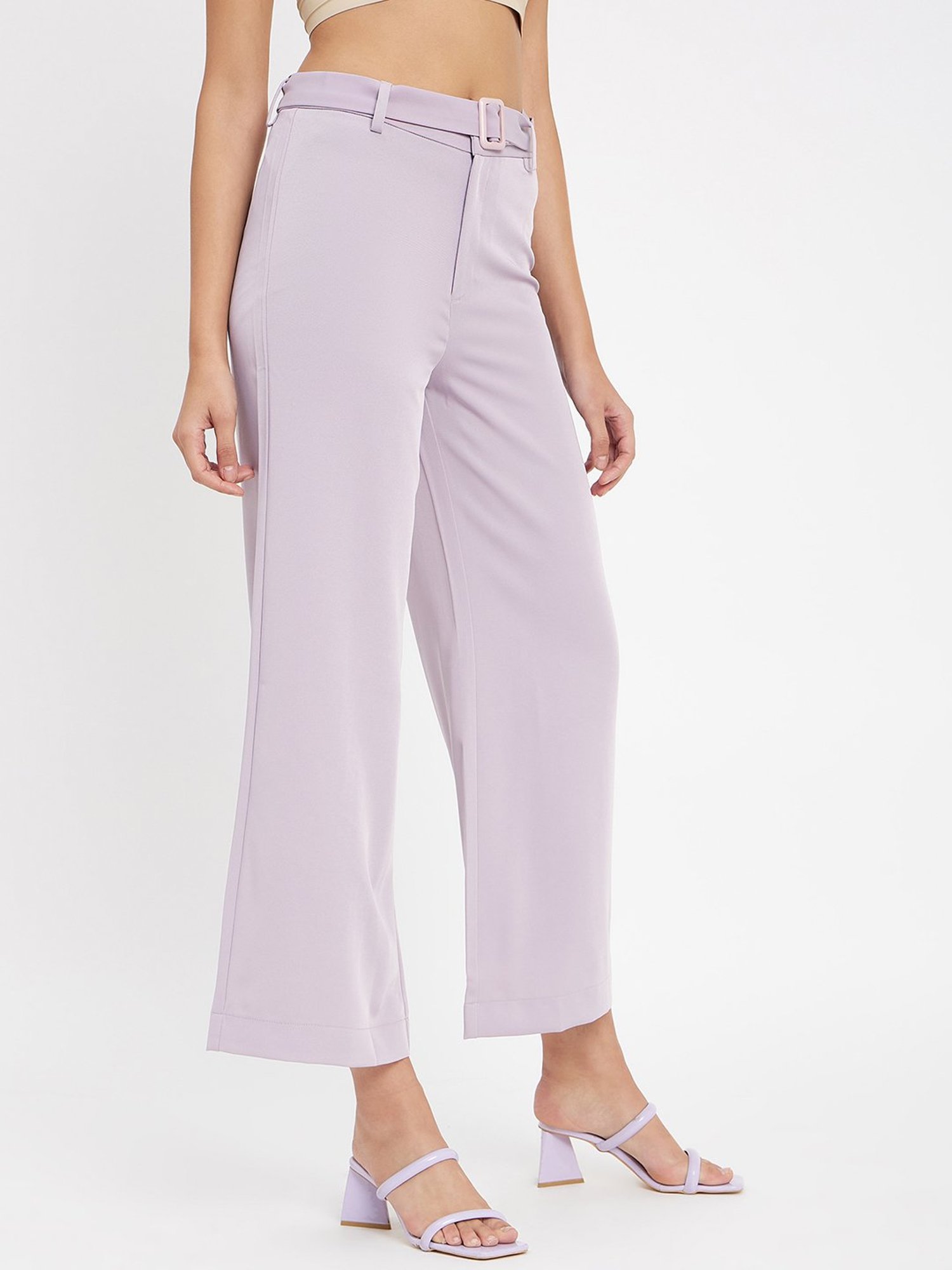 Camla Lilac Regular Fit Mid rise Trousers