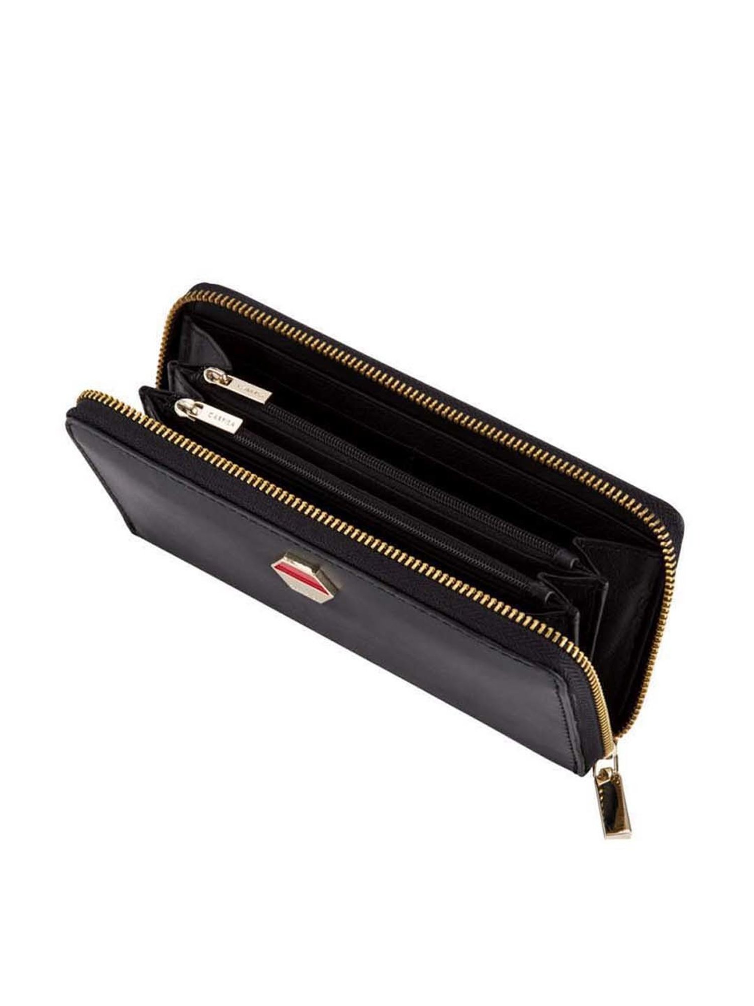 CARPISA Black Solid Zip Around Wallet for Women