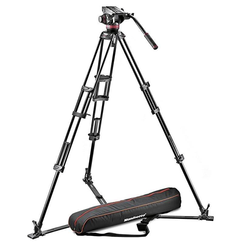 MVH502A546GB1 Professional Fluid Video System with Aluminum Tripod and Ground Spreader Black