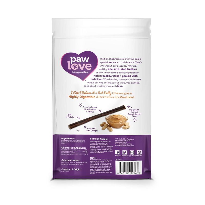 Paw Love Not Bully Peanut Butter Sticks Dog Treats - 4ct