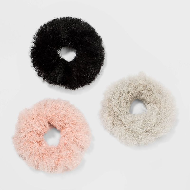 Faux Fur Medium Twisters Hair Elastic Set 3pc - Wild Fable™