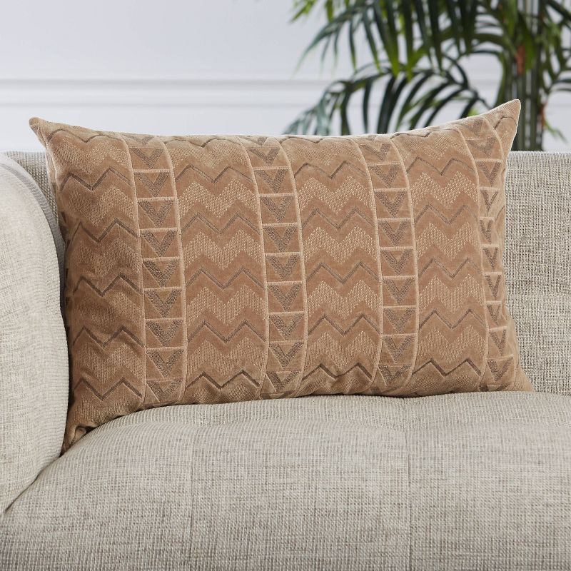 16&#34;x24&#34; Oversized Janco Chevron Poly Filled Lumbar Throw Pillow Beige - Jaipur Living