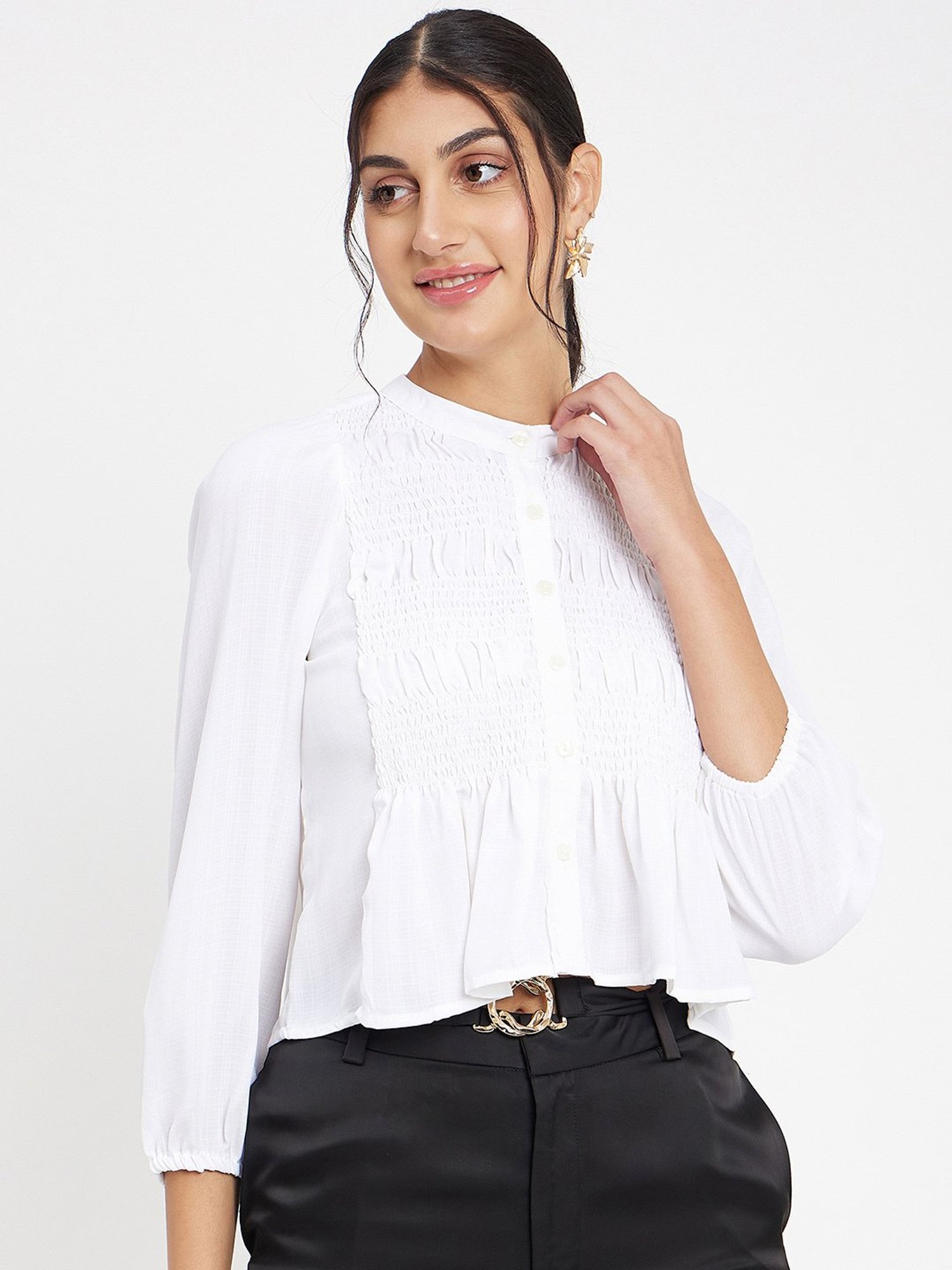 Camla White Regular Fit Shirt