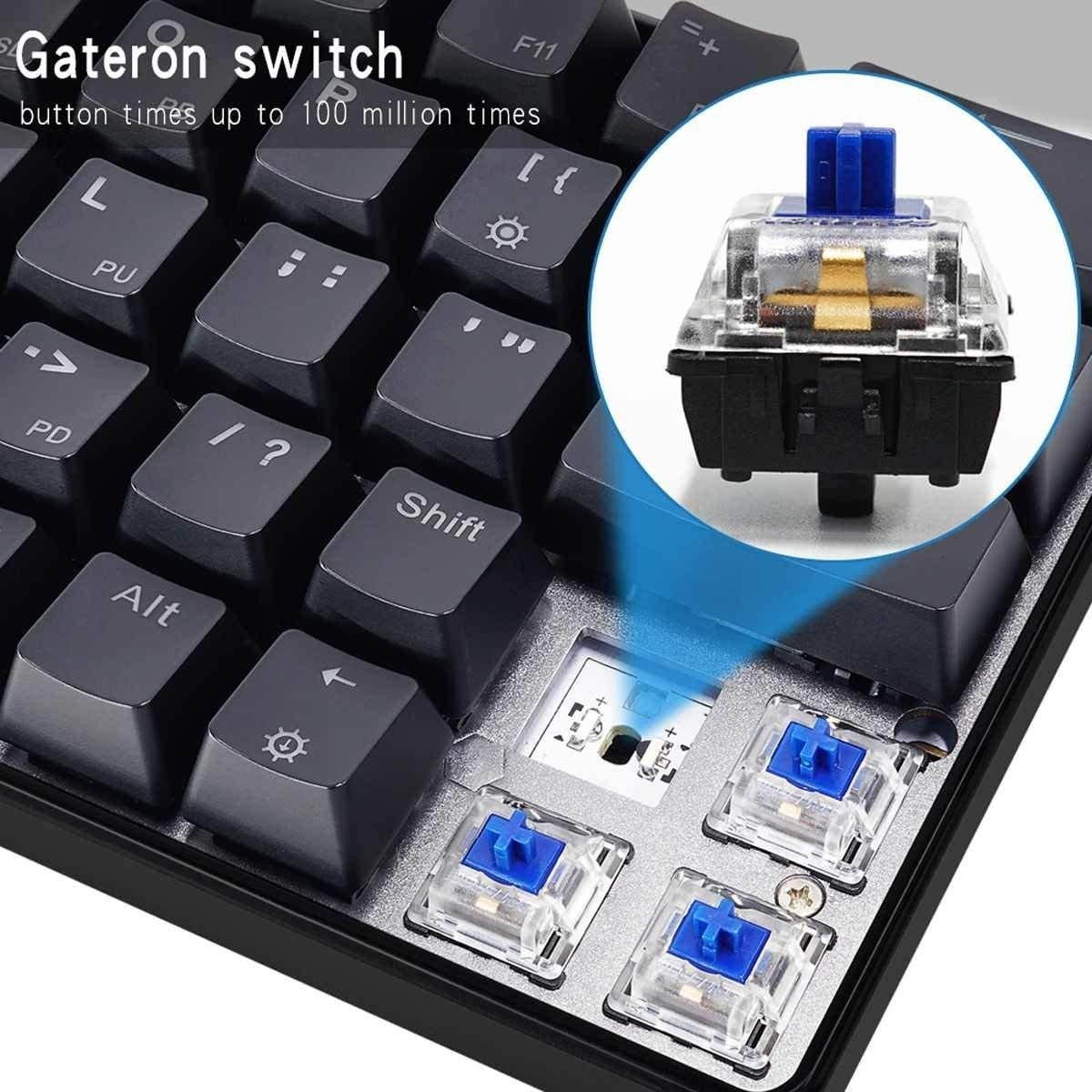 WYL Switch Mechanical Keyboard Gk66 Bluetooth Type-c Dual Mode Split-spacebar Hot-swappable RGB Mechanical Gaming Keyboard (Axis Body : Brown Switch)