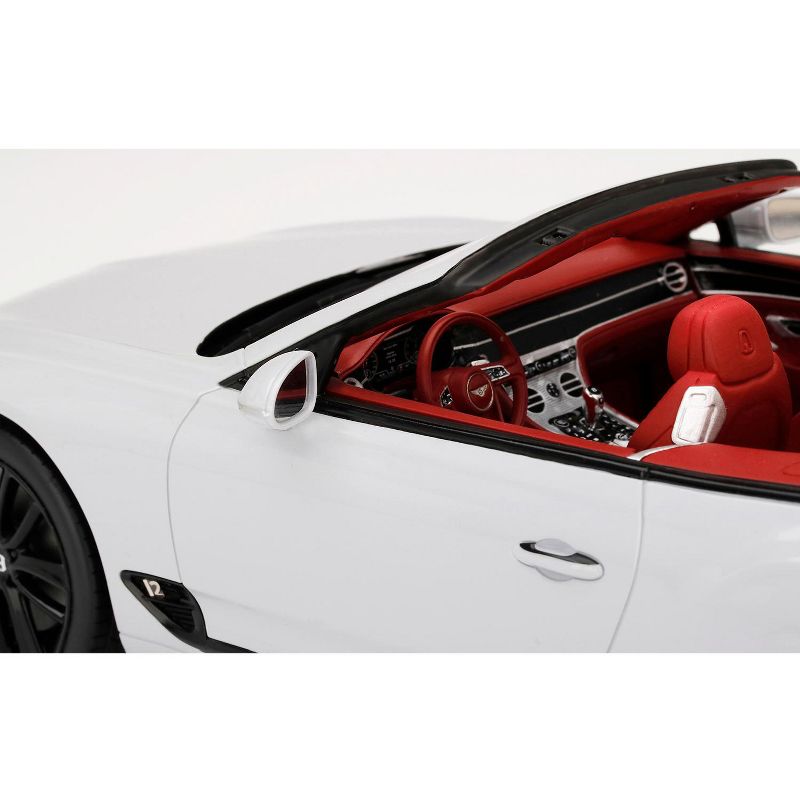 Bentley Continental GT Convertible Ice White with Red Interior 1/18 Model Car by Top Speed