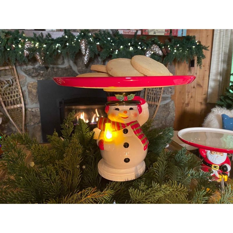 10&#34; Ceramic Snowman Cake Serving Platter - Mr. Christmas