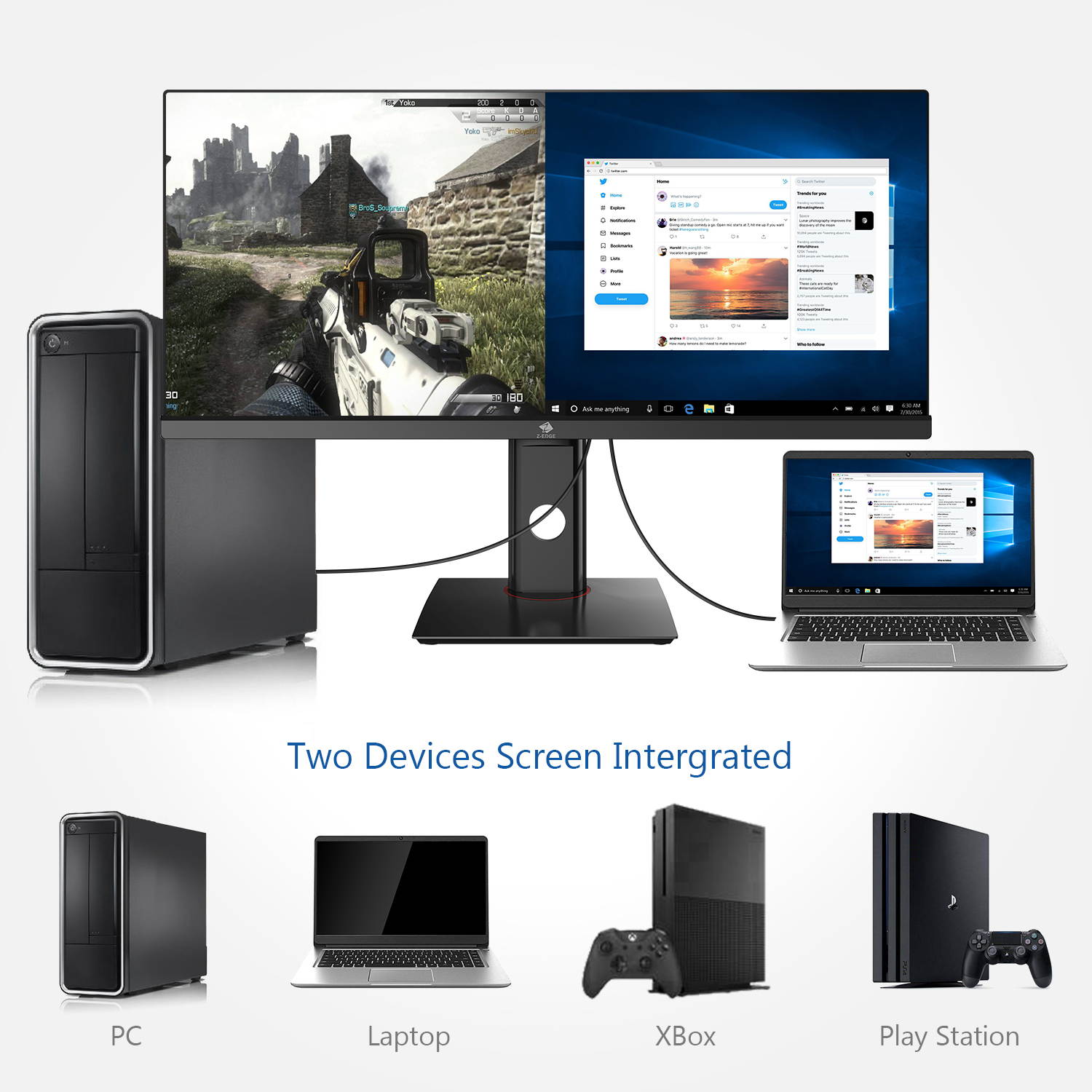 Z-EDGE U29IAB 29" Ultrawide 2560 x 1080 WFHD 21:9 Aspect Ratio 100Hz Refresh Rate 4 ms MPRT IPS Monitor, HDMIx2+DP, Built-in Speakers, with Wireless Keyboard & Mouse