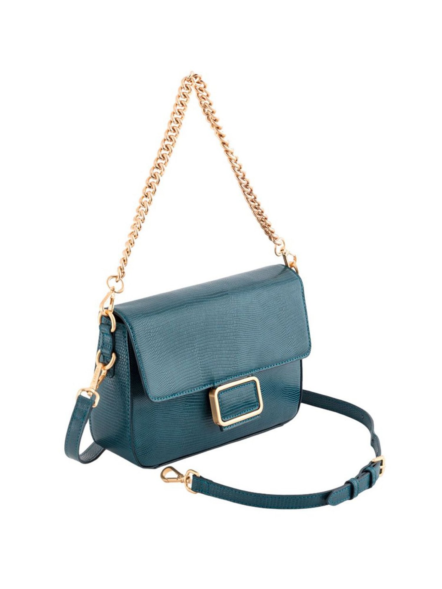 Carpisa Cassandra V1 Petrol Faux Leather Textured Sling Handbag