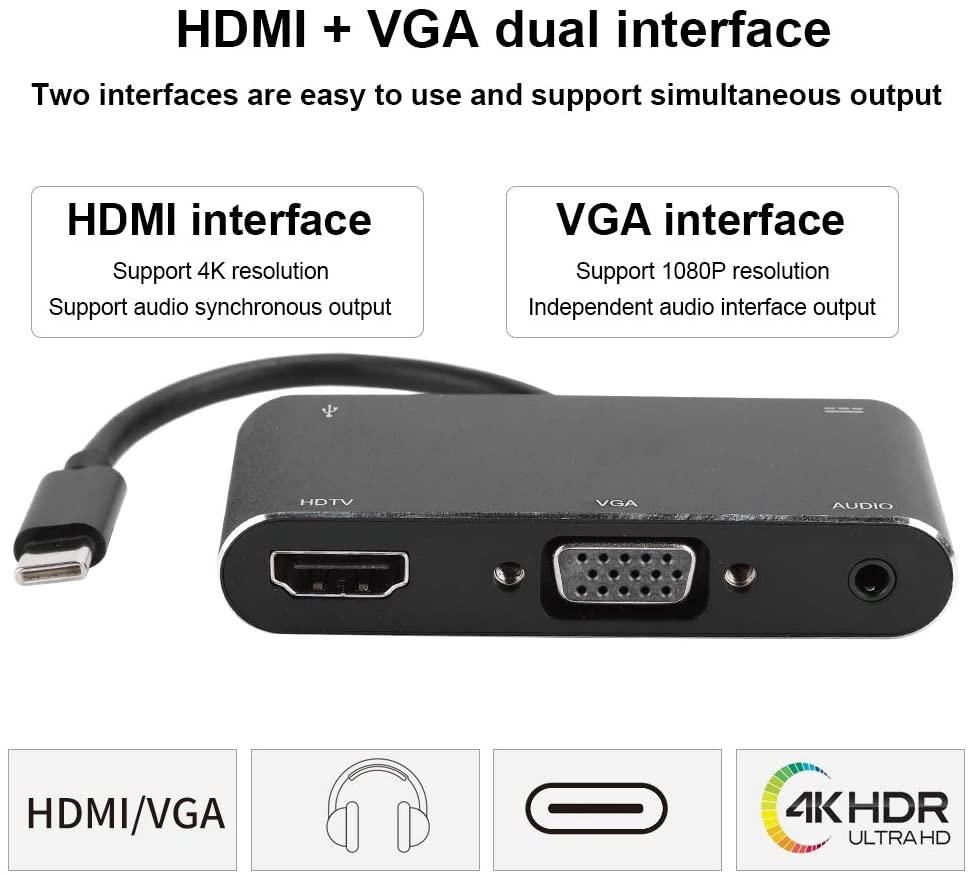 01 USB Docking Station, USB Docking Station Portable Stable Gigabit Ethernet Type-C 5-in-1 Anti-Impact Type-C Docking Station, for Mobile Phone Computer Windows