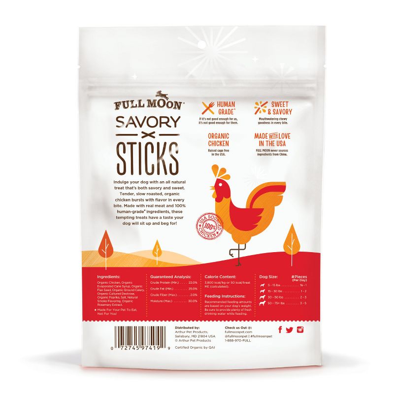 Full Moon Chewy Dog Treats Chicken Sticks - 6oz