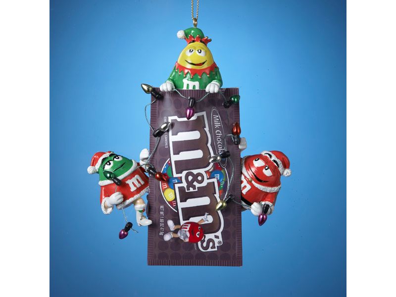 Kurt S. Adler 5.5" Chocolate Shop M&M's Bag with Mini Light String Christmas Ornament