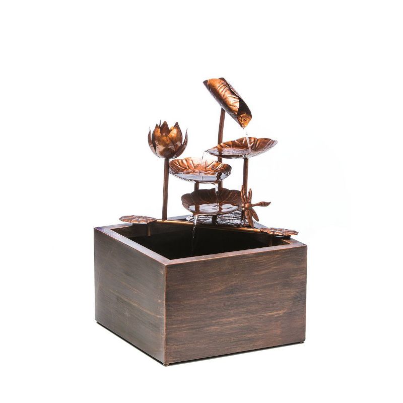 25&#34; Indoor/Outdoor Tamara Box Resin Fountain with Water Pump Brown - Alfresco Home LLC