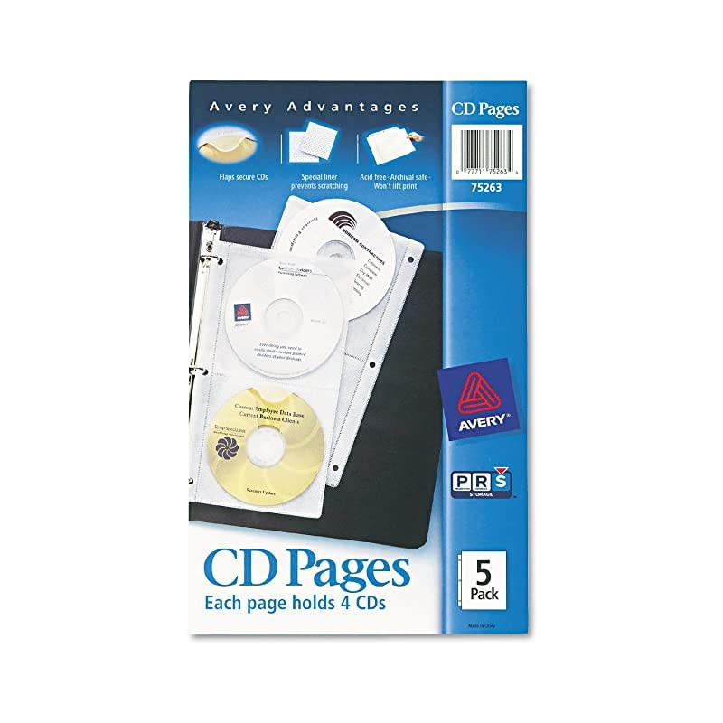 75263 TwoSided CD Organizer Sheets for ThreeRing Binder Pack of 5