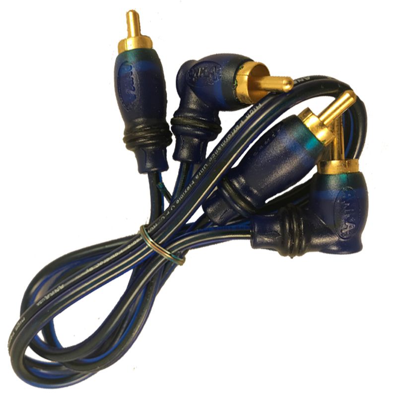 1.5 Feet RCA Cable Gold Plated High Performance Right Angle for Home or Car Audio