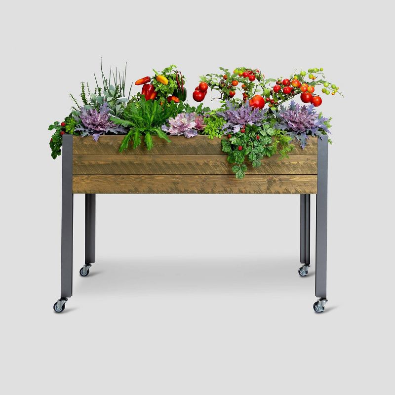 32" Rectangular Elevated Spruce Wooden Planter Brown - CedarCraft