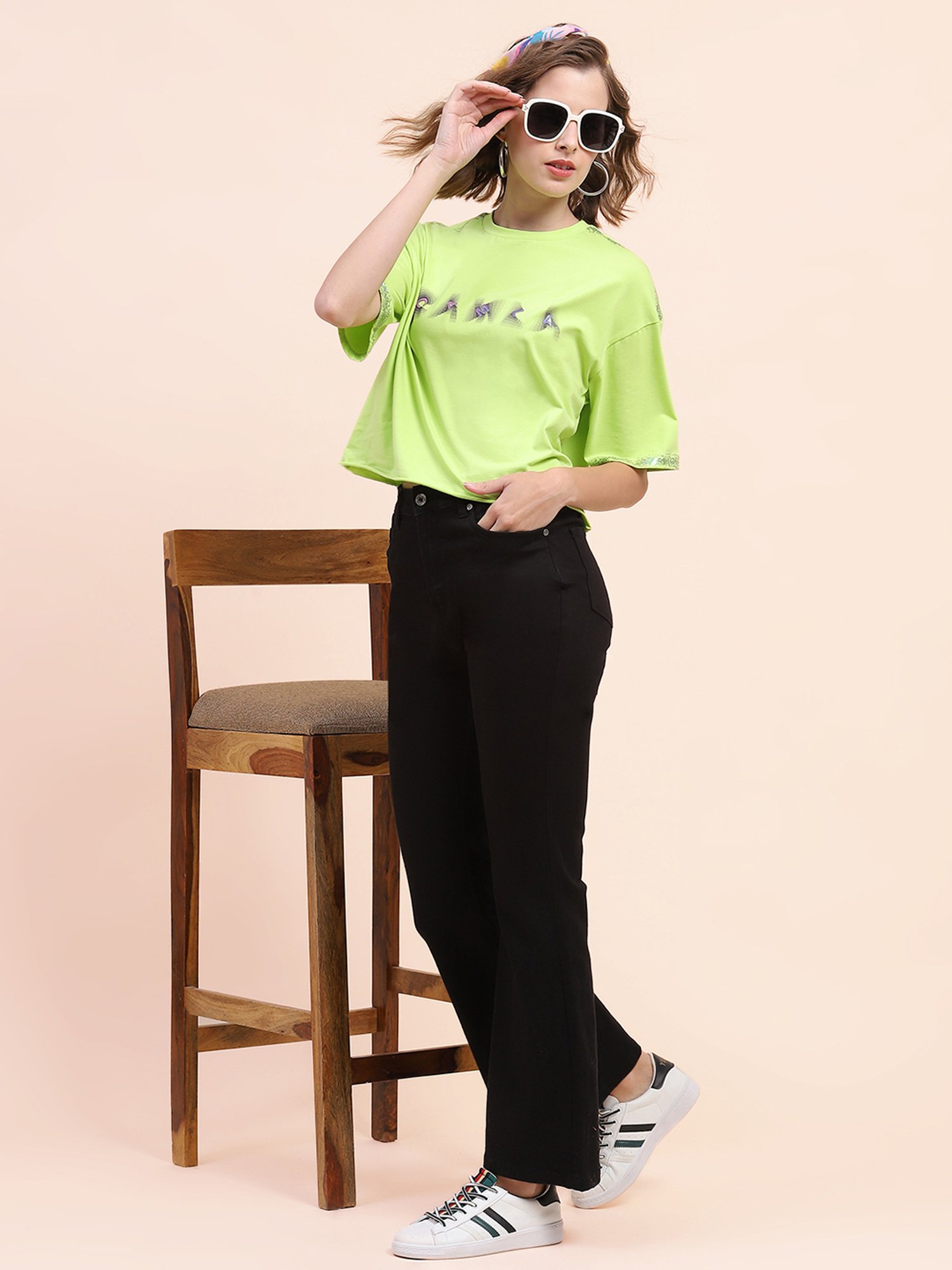Camla Black Flared Fit Mid Rise Jeans