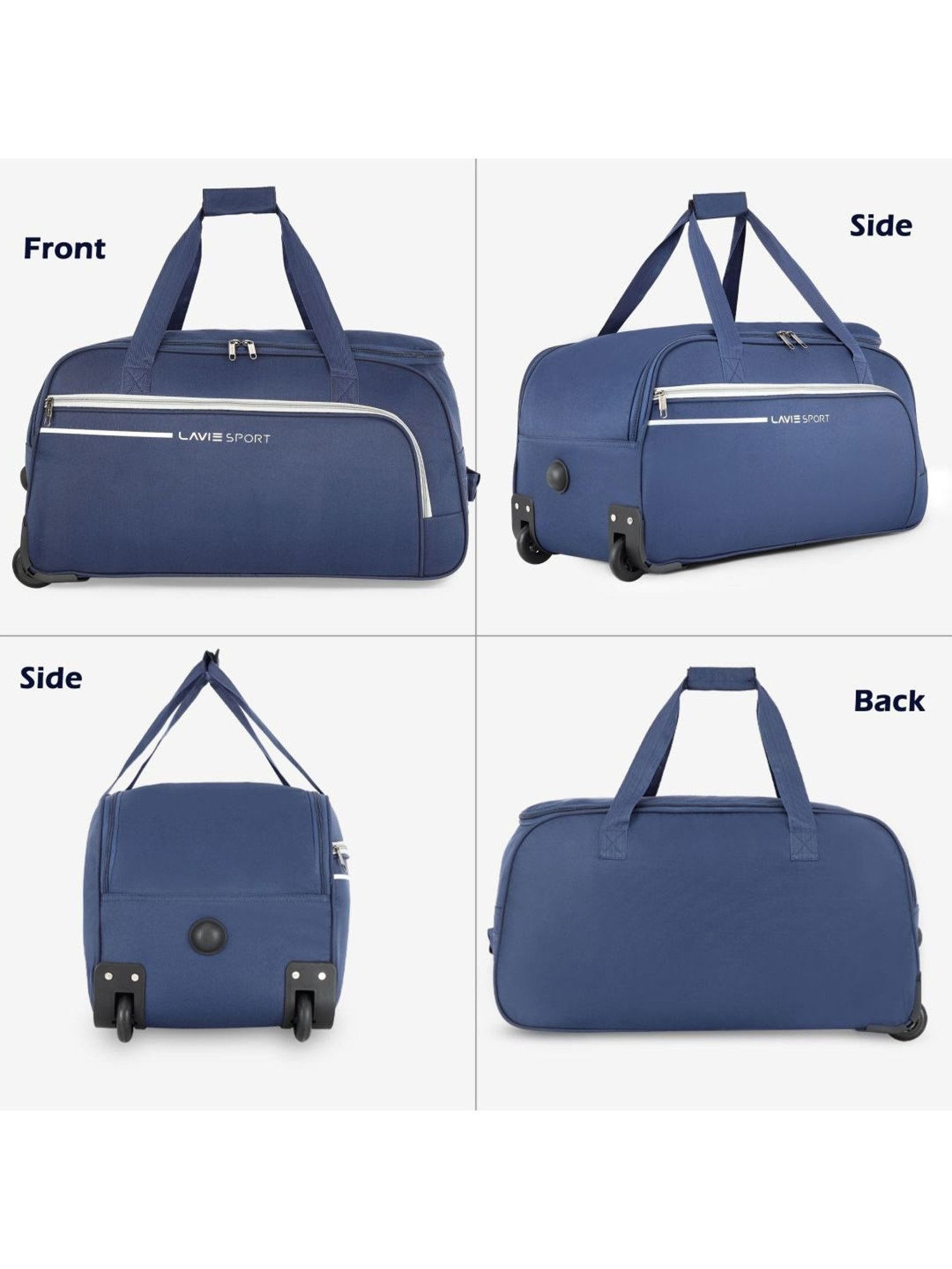 Lavie Sport Large Size 62 Cms Galactic Wheel Duffle Bag  | Trolley Bag (Navy)