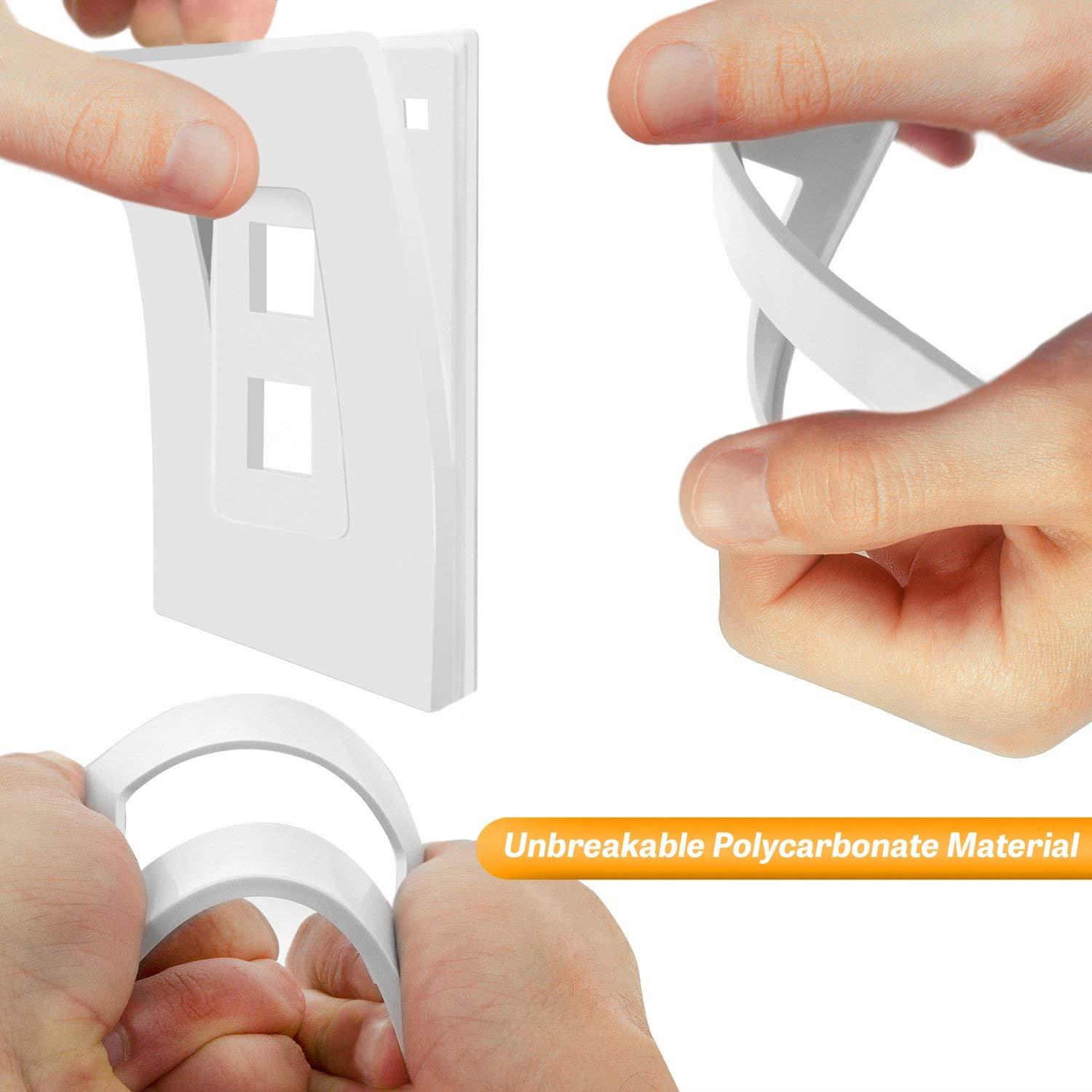 TOPGREENER 2 Port RJ45 Keystone Screwless Wall Plate for Cat5 Cat6 Cables Modules, Polycarbonate Thermoplastic, White (5 Pack) SI8872-5PCS