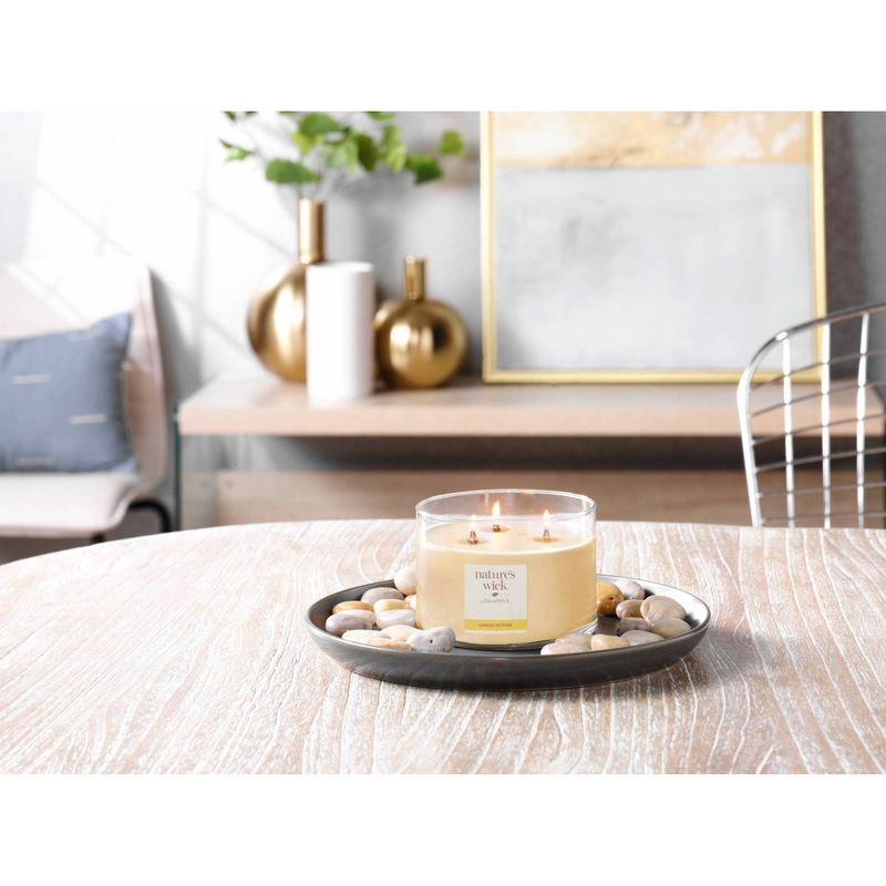 Lidded Glass Jar Crackling Wooden Wick Lemon Vetiver Candle - Nature's Wick