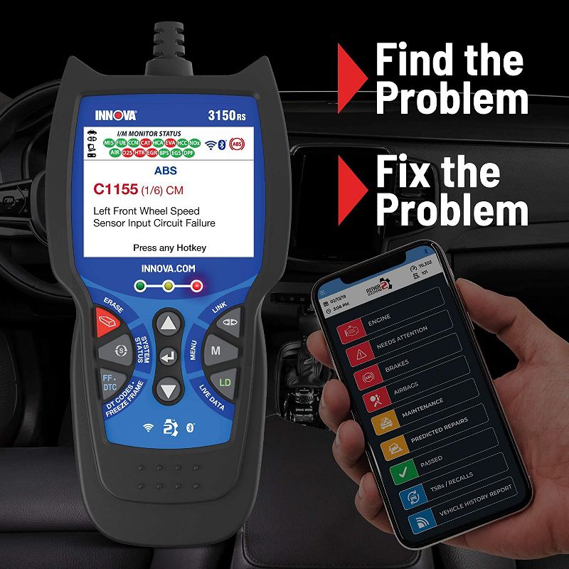 INNOVA 3150RS FixAssist Bluetooth Tech Scanner Code Live Data Reader Tool For ABS, SRS, and Battery Check Vehicle Diagnostics