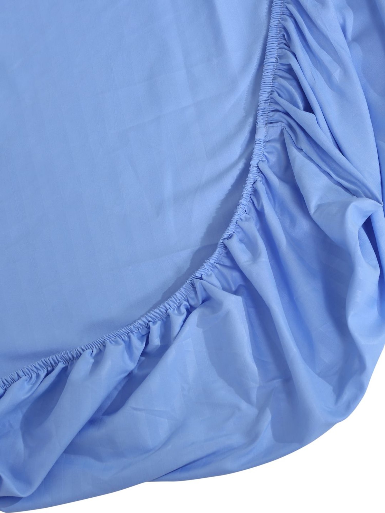 Hosta Homes Stripes Blue 280 TC Poly Satin Fitted King Bed Sheet with 2 Pillow Covers