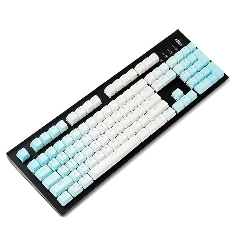 Double Shot 104 Dyed PBT Shine Through Keyset OEM Profile Keycap Set for Cherry MX Switches Mechanical Keyboard 104 87 61Blue White Gradient Only Keycap