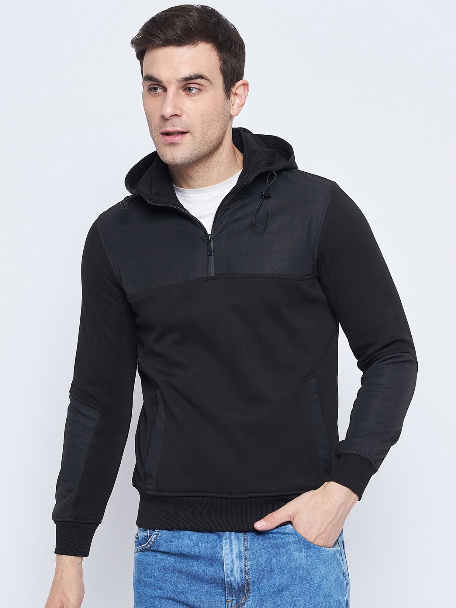 Camla Black Regular Fit Hooded Sweatshirt