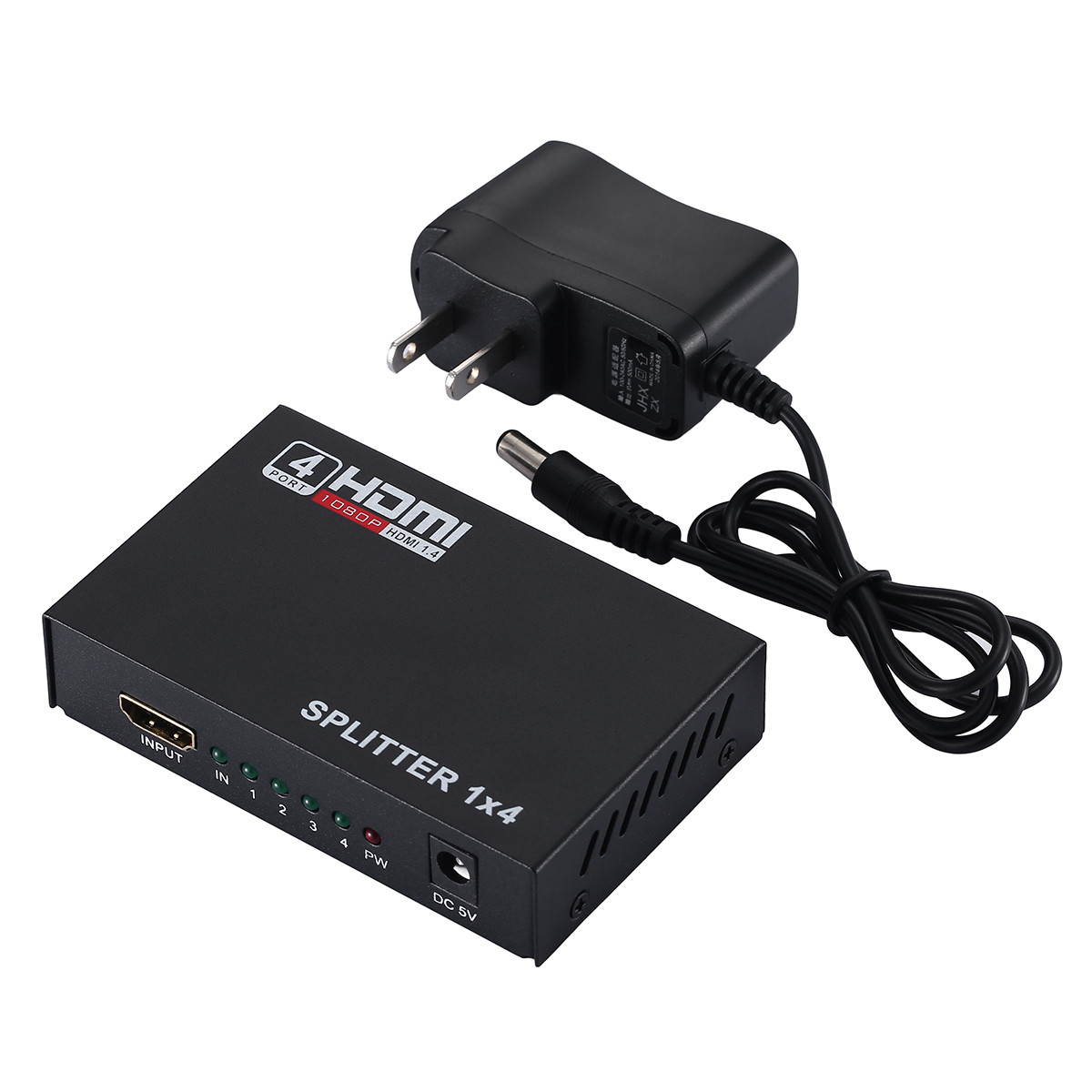 Full HD HDMI Splitter 1x4 4 Port 1 in 4 out Hub Repeater Amplifier v1.4 3D 1080p