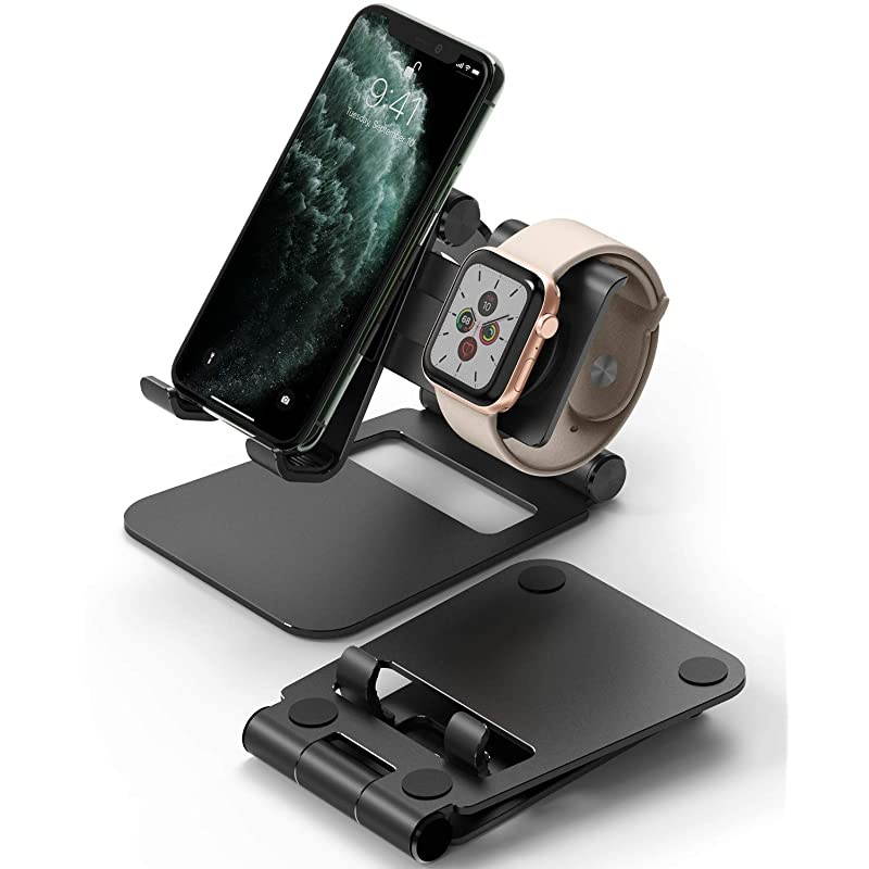 Super Folding Stand 2 in 1 Portable Smartphone Smartwatch Stand Compatible with Apple Watch 5 iWatch 4 iWatch 3 iWatch 2 iWatch 1 iPad Mini