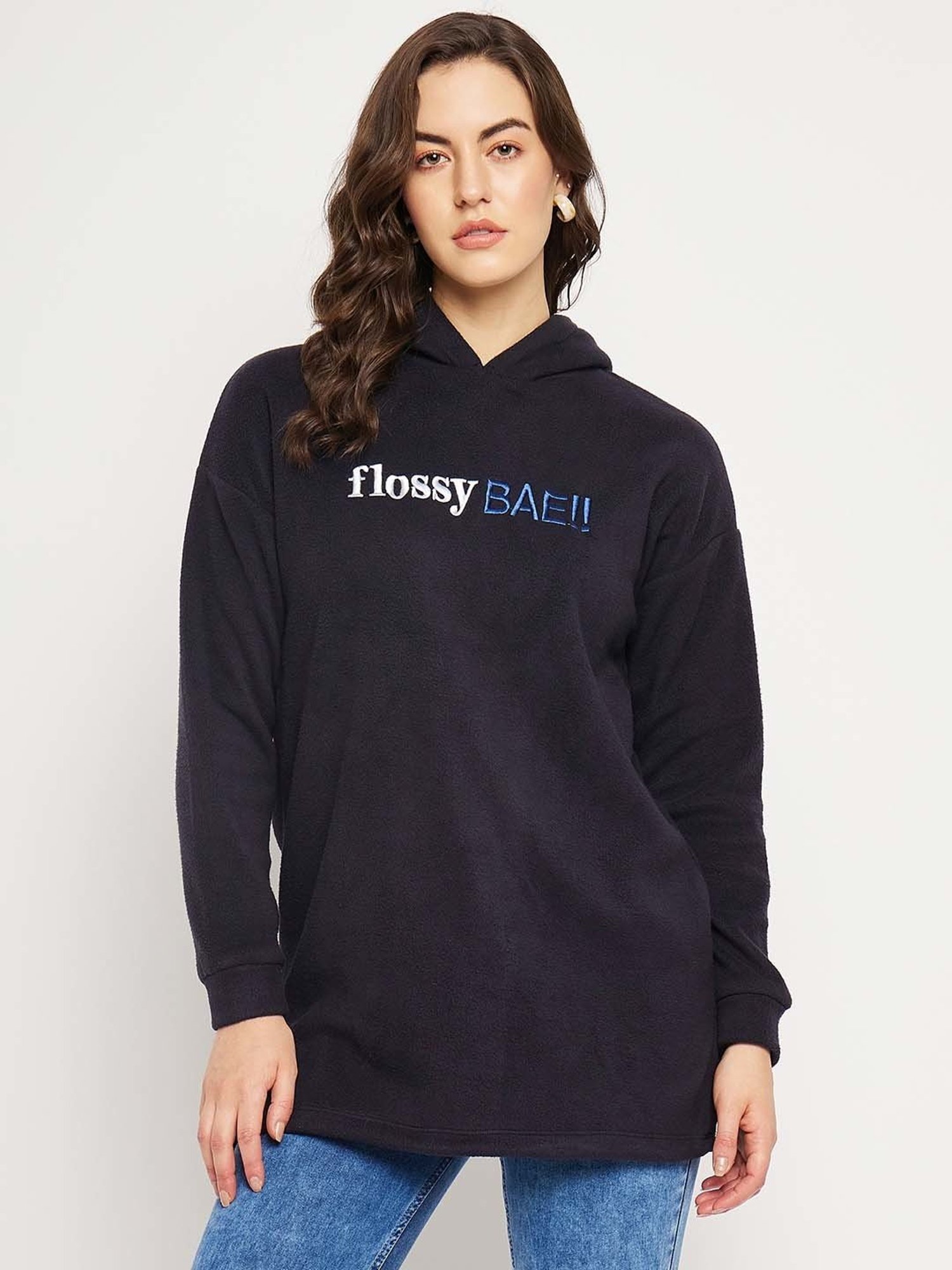 Camla Navy Printed Hoodie