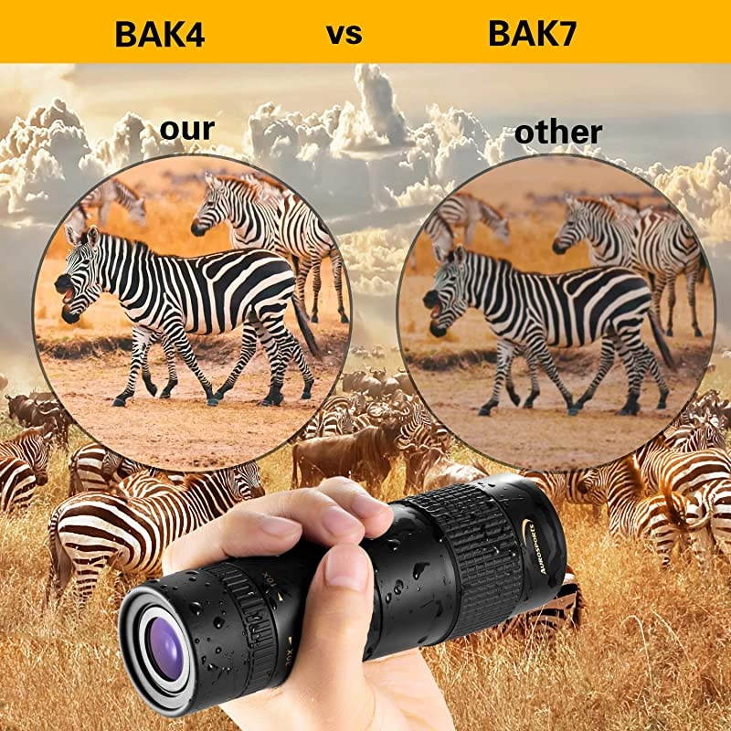 1030x40 Zoom Monocular with Bak4 Prism Dual Focus High Power Compact Waterproof Telescope Fit Adults for Hiking Hunting Camping Bird Watching Best Gifts for Men