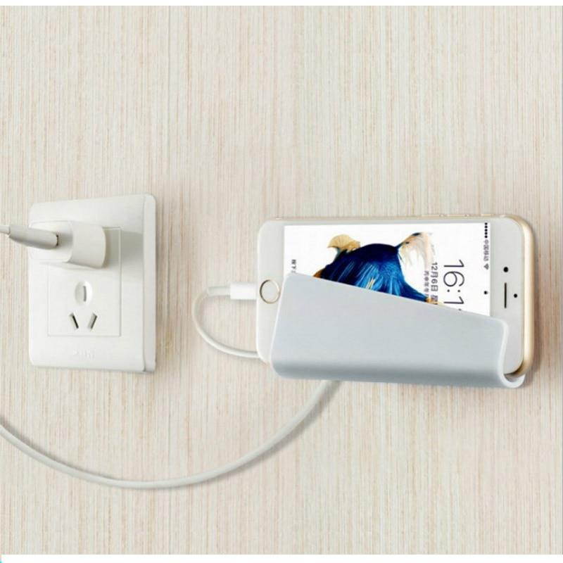 Practical Pop Wall Phone Holder Socket Charging Box Bracket Stand Holder Shelf Mount Support Universal for Sony Huawei Xiaomi