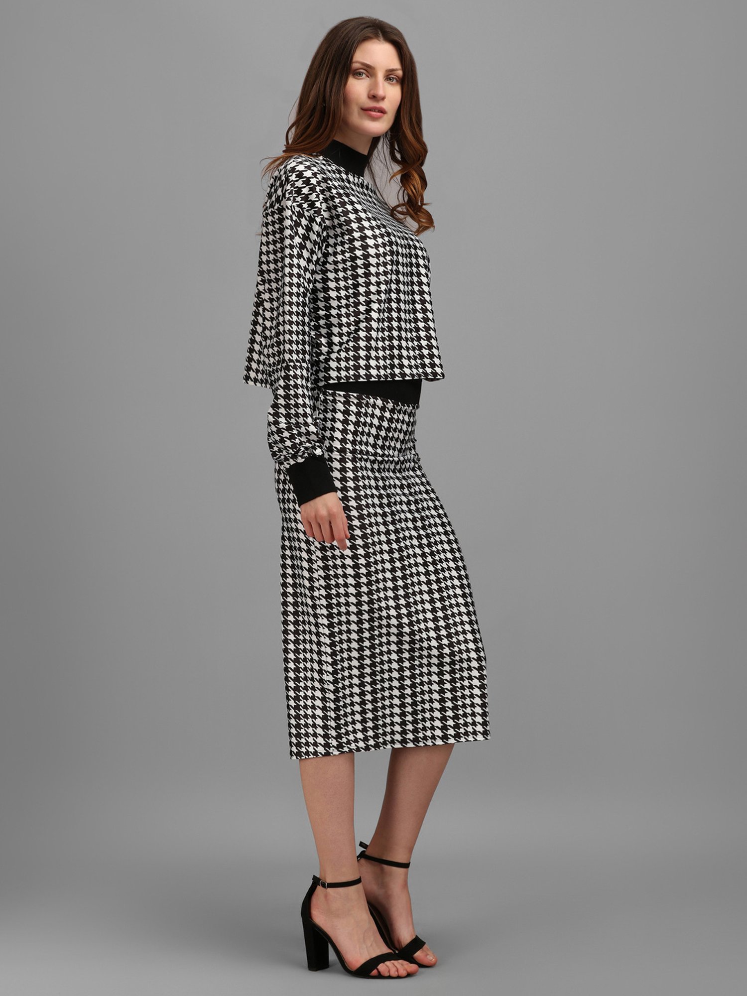 PURVAJA Black Checks Co-Ord Set