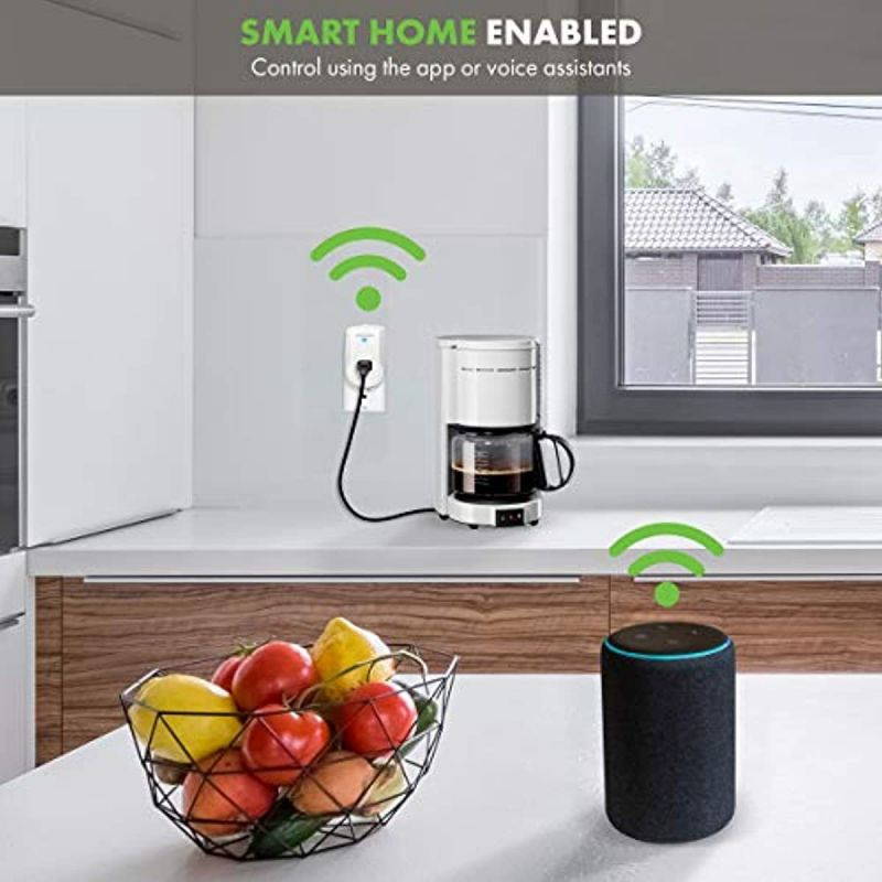 TOPGREENER Smart Wi-Fi Powerful Plug with Energy Monitoring, Smart Outlet, 15A, 1800W, No Hub Required, Works with Alexa and Google Assistant, 4 Pack