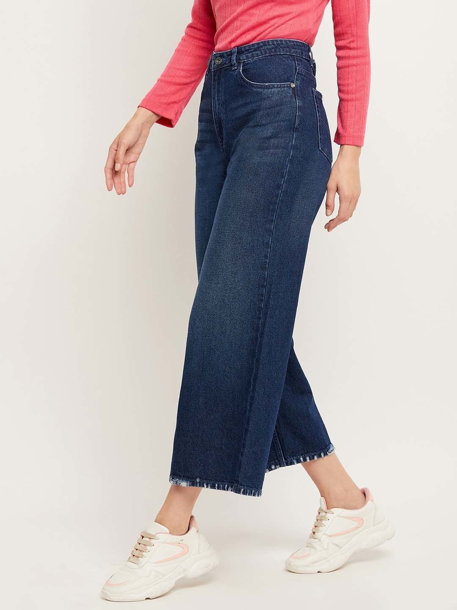 Camla Blue Cotton Mid Rise Jeans