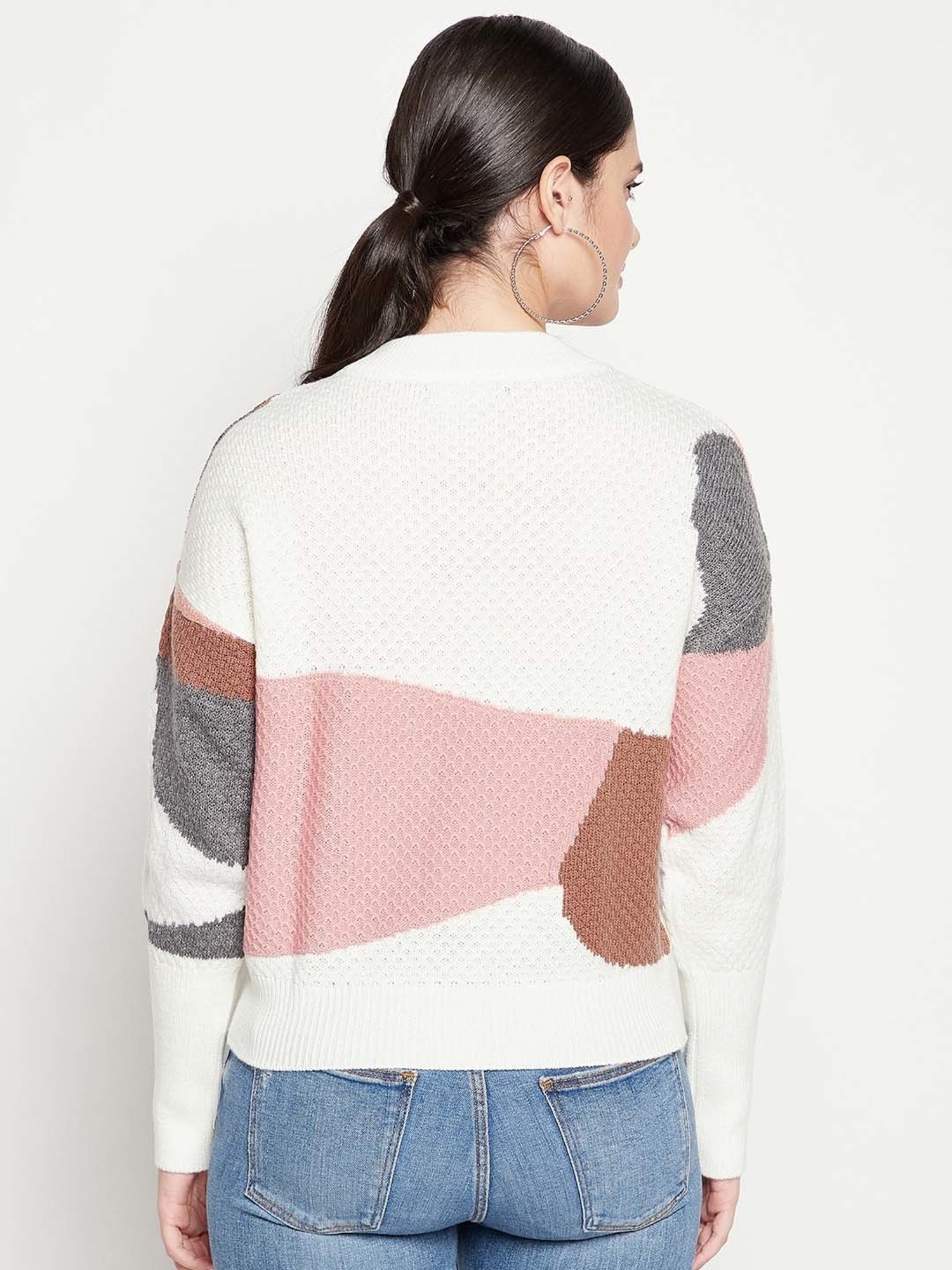 Camla Brown & White Color-Block Sweater