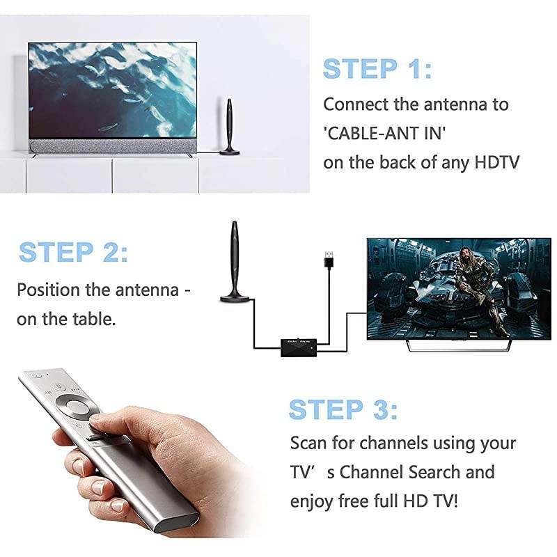 Antenna HDAntenna Support 4K 1080P 90120 Miles Range Digital Antenna for HDVHF UHF Freeview Channels Antenna with Amplifier Signal Booster 18 Ft Premium Coaxial Cable