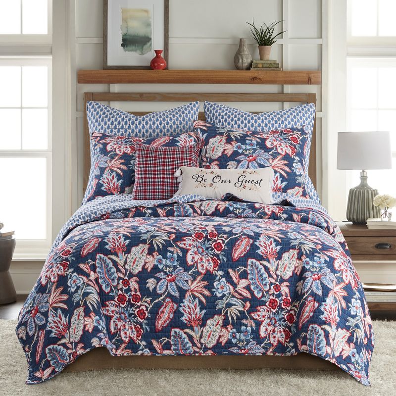 Isadora Floral Euro Sham Set of 2 Navy  - Levtex Home