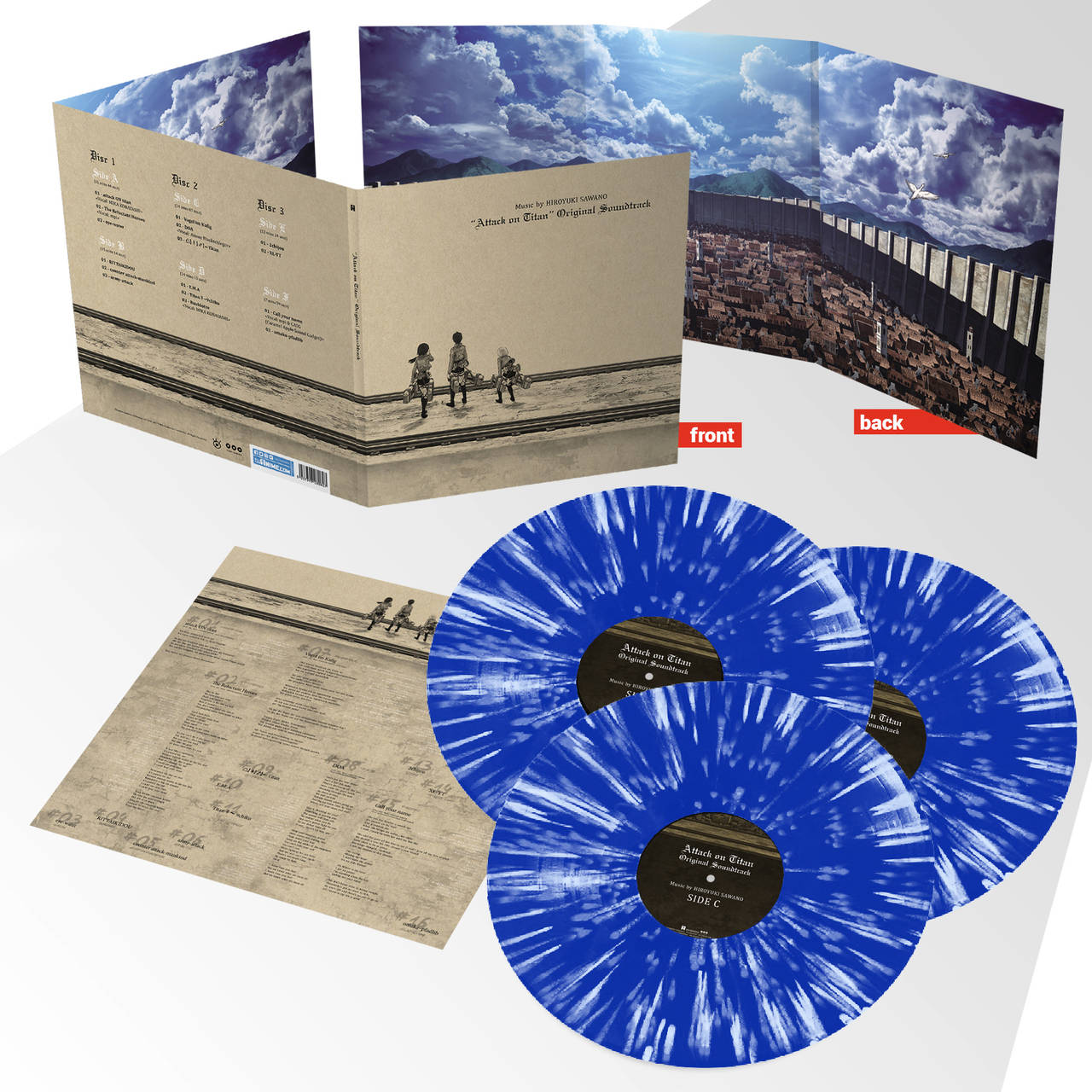 Hiroyuki Sawano Attack On Titan Season 1 Original Soundtrack 180g 3LP (Blue & White Splatter Vinyl)