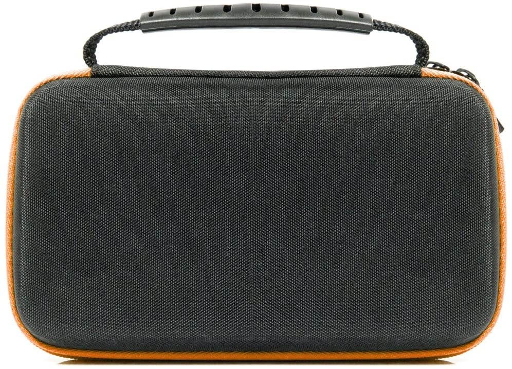 2DS XL Case, Orzly Carry Case for New Nintendo 2DS XL - Protective Hard Shell Portable Travel Case Pouch for New 2DS XL Console with Slots for Games & Zip Pocket - Orange on Black