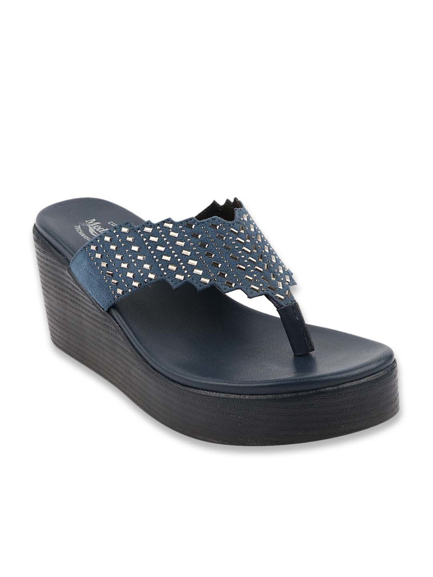 MediFeet Women's Techno Blue Thong Wedges