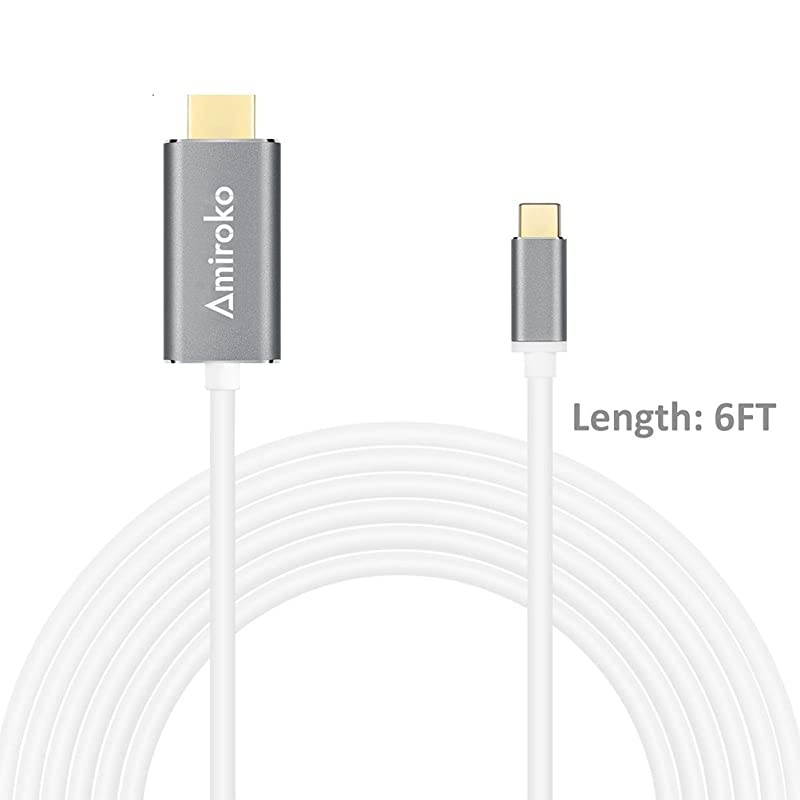 USB C to HDMI Cable  USB 31 Type C Thunderbolt 3 Compatible to HDMI 4K Cable Adapter for MacBook Pro Dell XPS 1315 Galaxy S8S8+Note 8 etc to HDTV Monitor Projector 6FT Gray